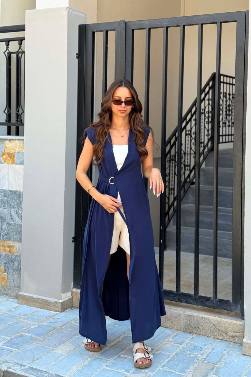 ONE COLOR SLEEVELESS LONG WOMAN DRESS BLUE/BLU - 4
