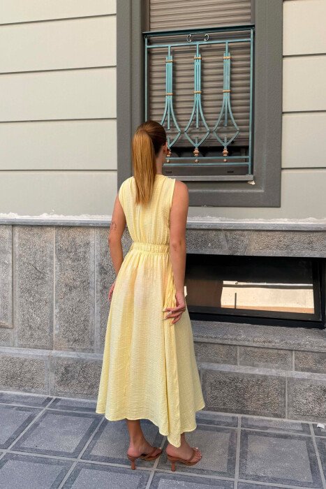 ONE COLOR SLEEVELESS LONG WOMAN DRESS YELLOW/E VERDHE - 2
