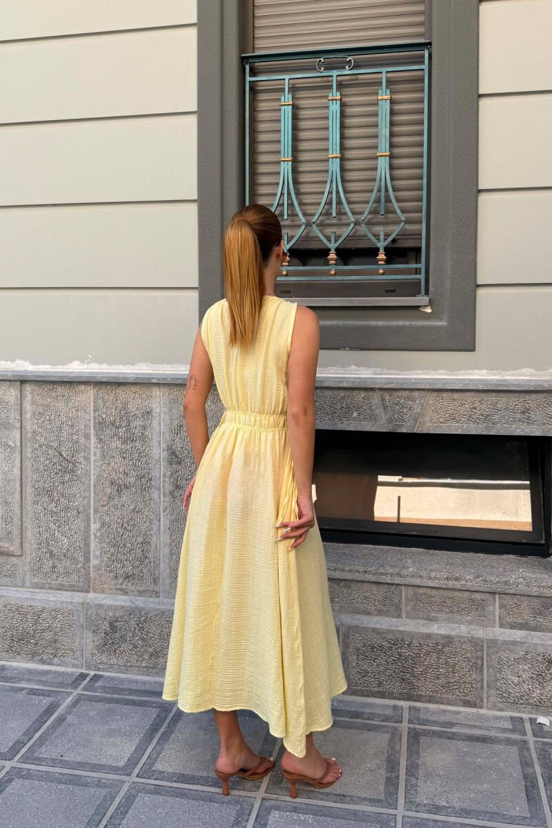 ONE COLOR SLEEVELESS LONG WOMAN DRESS YELLOW/E VERDHE - 2