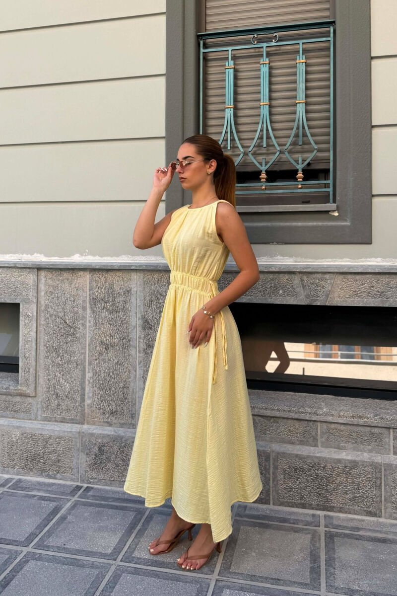 ONE COLOR SLEEVELESS LONG WOMAN DRESS YELLOW/E VERDHE - 3