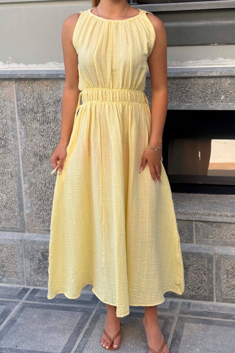 ONE COLOR SLEEVELESS LONG WOMAN DRESS YELLOW/E VERDHE - 4