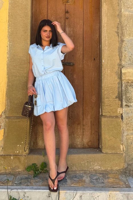 SET NJE NGJYRESH KEMISHE PA MENGE + FUNDPANTALLONE PER FEMRA NE NGJYRE BLU TE ZBARDHUR - KLAUDIO FASHION