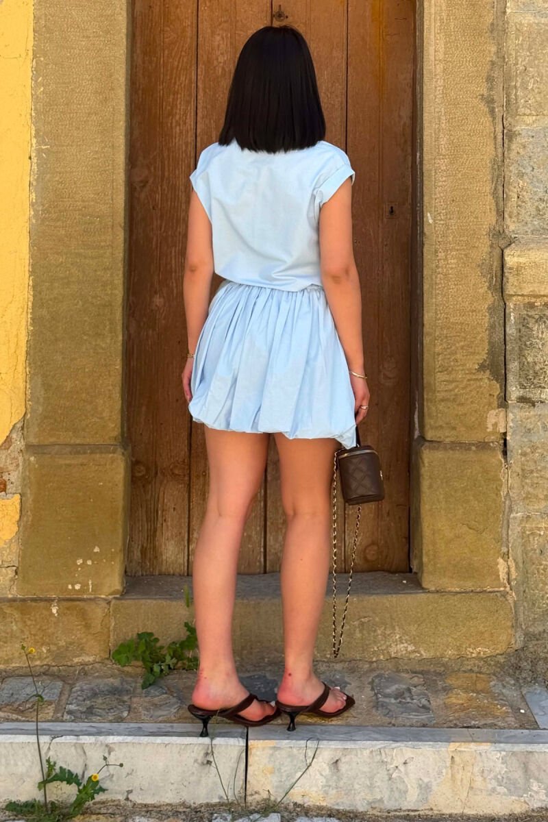 ONE COLOR SLEEVELESS SHIRT + SKORTS WOMAN SET LIGHTBLUE/BZ - 2