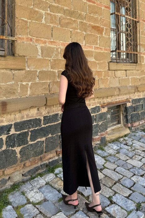ONE COLOR SLEEVELESS WOMAN DRESS BLACK/ E ZEZE - 5