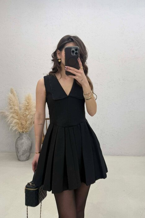 ONE COLOR SLEEVELESS WOMAN DRESS BLACK/ E ZEZE - 3