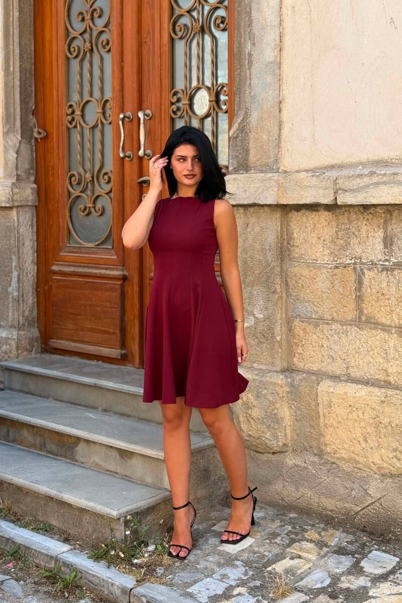 ONE COLOR SLEEVELESS WOMAN DRESS BURGUNDY/VISHNJE - 2