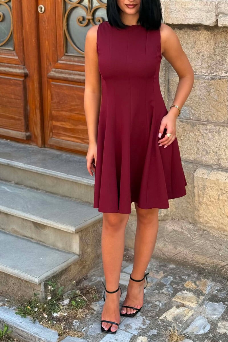 ONE COLOR SLEEVELESS WOMAN DRESS BURGUNDY/VISHNJE - 4
