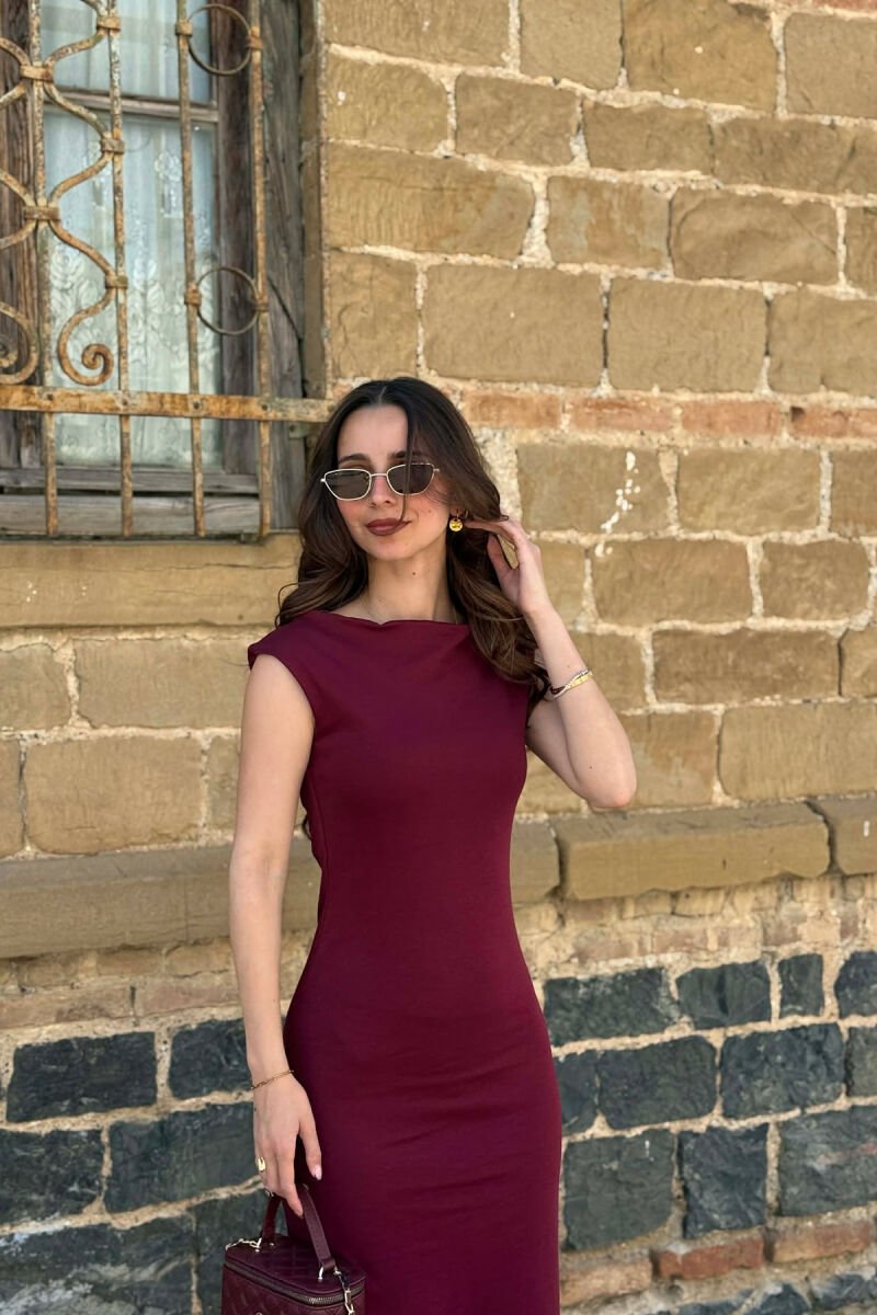 ONE COLOR SLEEVELESS WOMAN DRESS BURGUNDY/VISHNJE - 2