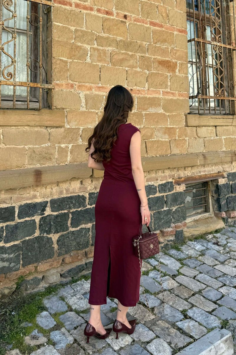 ONE COLOR SLEEVELESS WOMAN DRESS BURGUNDY/VISHNJE - 6