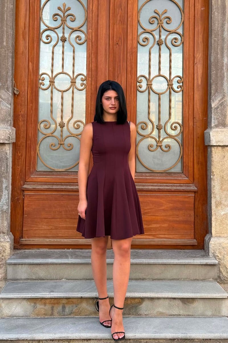 ONE COLOR SLEEVELESS WOMAN DRESS DARK BURGUNDY/VISHNJE E ERRET - 3