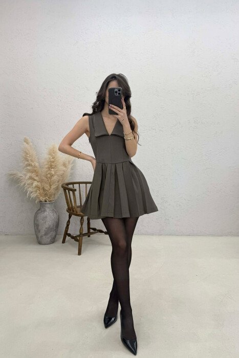 ONE COLOR SLEEVELESS WOMAN DRESS GREEN/JESHILE - KLAUDIO FASHION