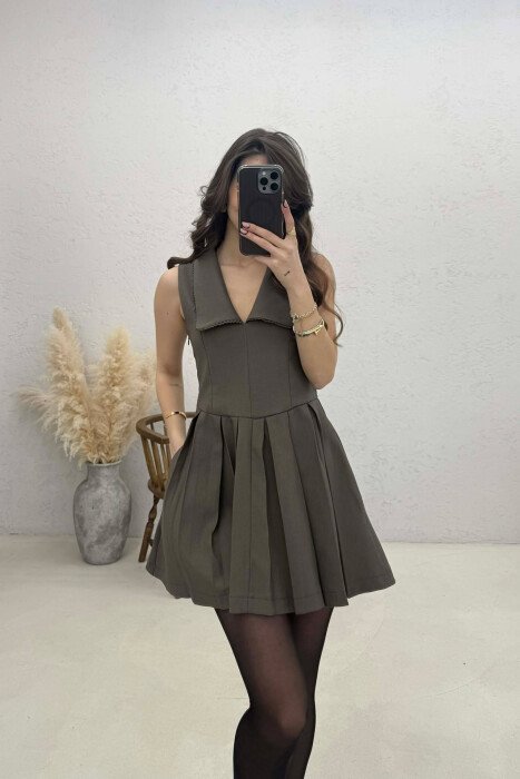 ONE COLOR SLEEVELESS WOMAN DRESS GREEN/JESHILE - 2