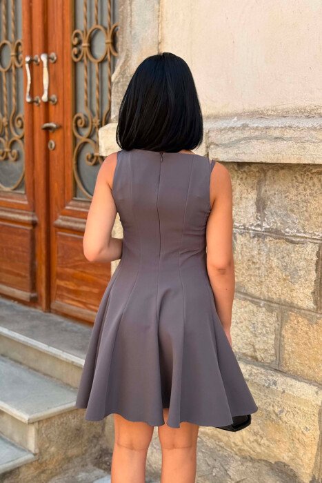ONE COLOR SLEEVELESS WOMAN DRESS GREY/GRI - 6