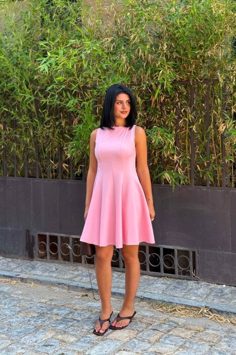 ONE COLOR SLEEVELESS WOMAN DRESS PINK/ROZE - 2