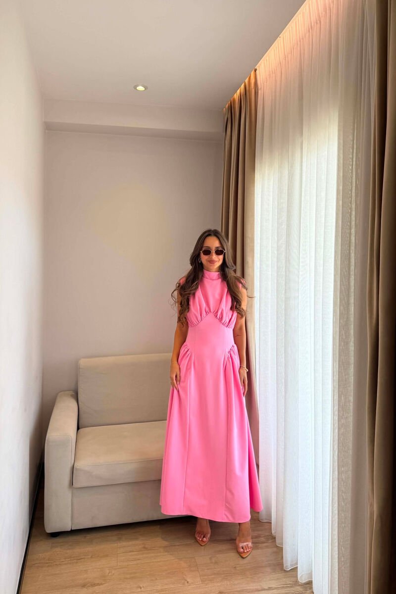 ONE COLOR SLEEVELESS WOMAN DRESS PINK/ROZE - 3