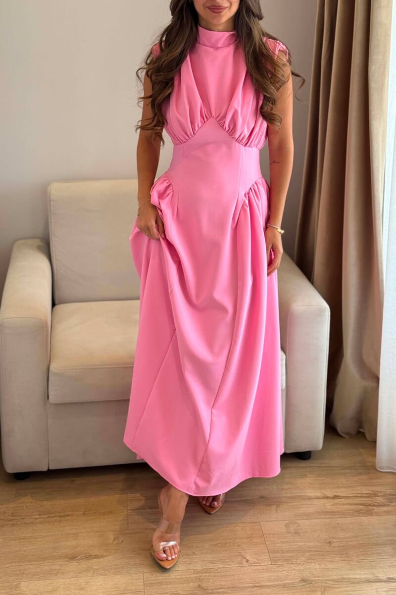 ONE COLOR SLEEVELESS WOMAN DRESS PINK/ROZE - 4