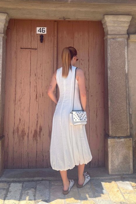 ONE COLOR SLEEVELESS WOMAN DRESS WHITE-E BARDHE - 6