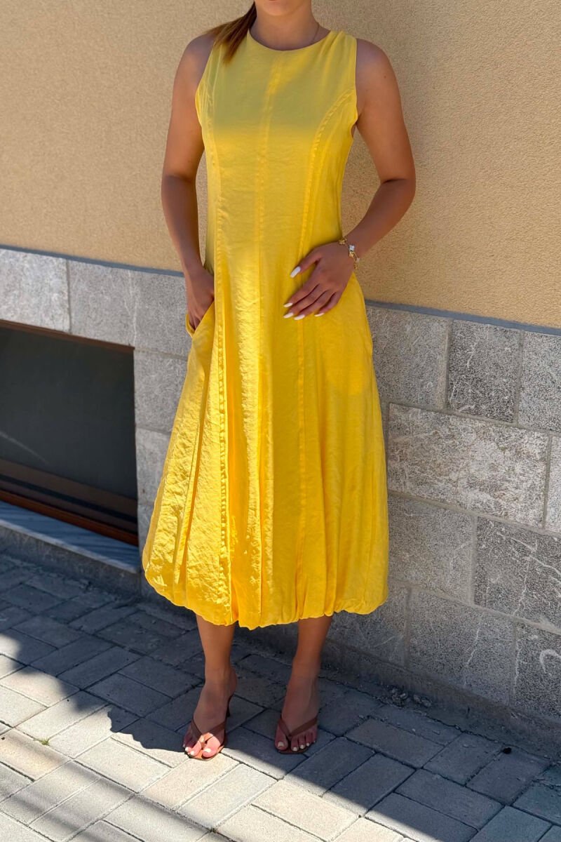 ONE COLOR SLEEVELESS WOMAN DRESS YELLOW/E VERDHE - 2