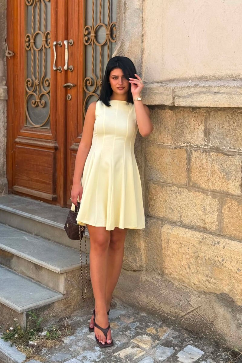 ONE COLOR SLEEVELESS WOMAN DRESS YELLOW/E VERDHE - 1