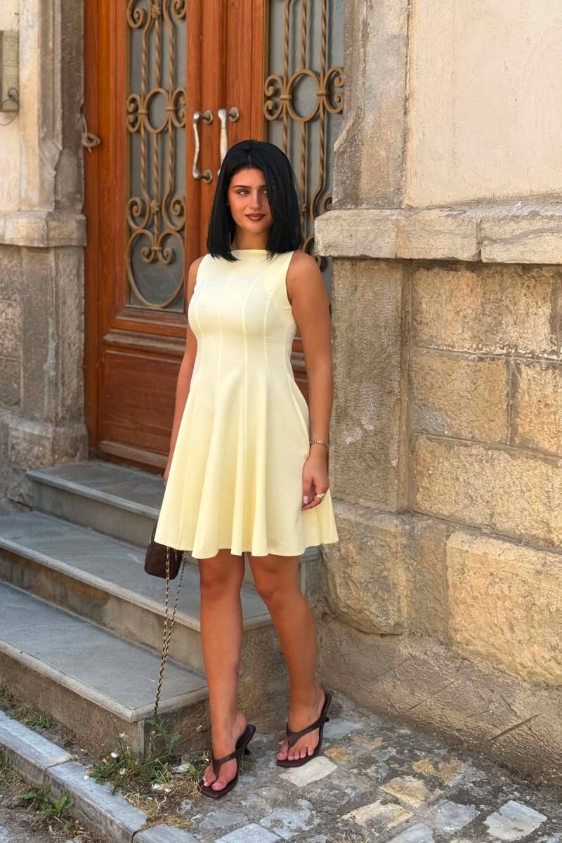 ONE COLOR SLEEVELESS WOMAN DRESS YELLOW/E VERDHE - 2