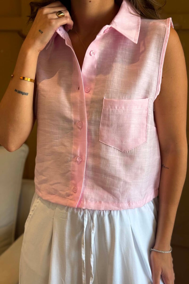 ONE COLOR SLEEVELESS WOMAN SHIRT PINK/ROZE - 2