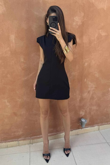 ONE COLOR SLEEVELESS WOMEN DRESS BLACK/ E ZEZE - 1