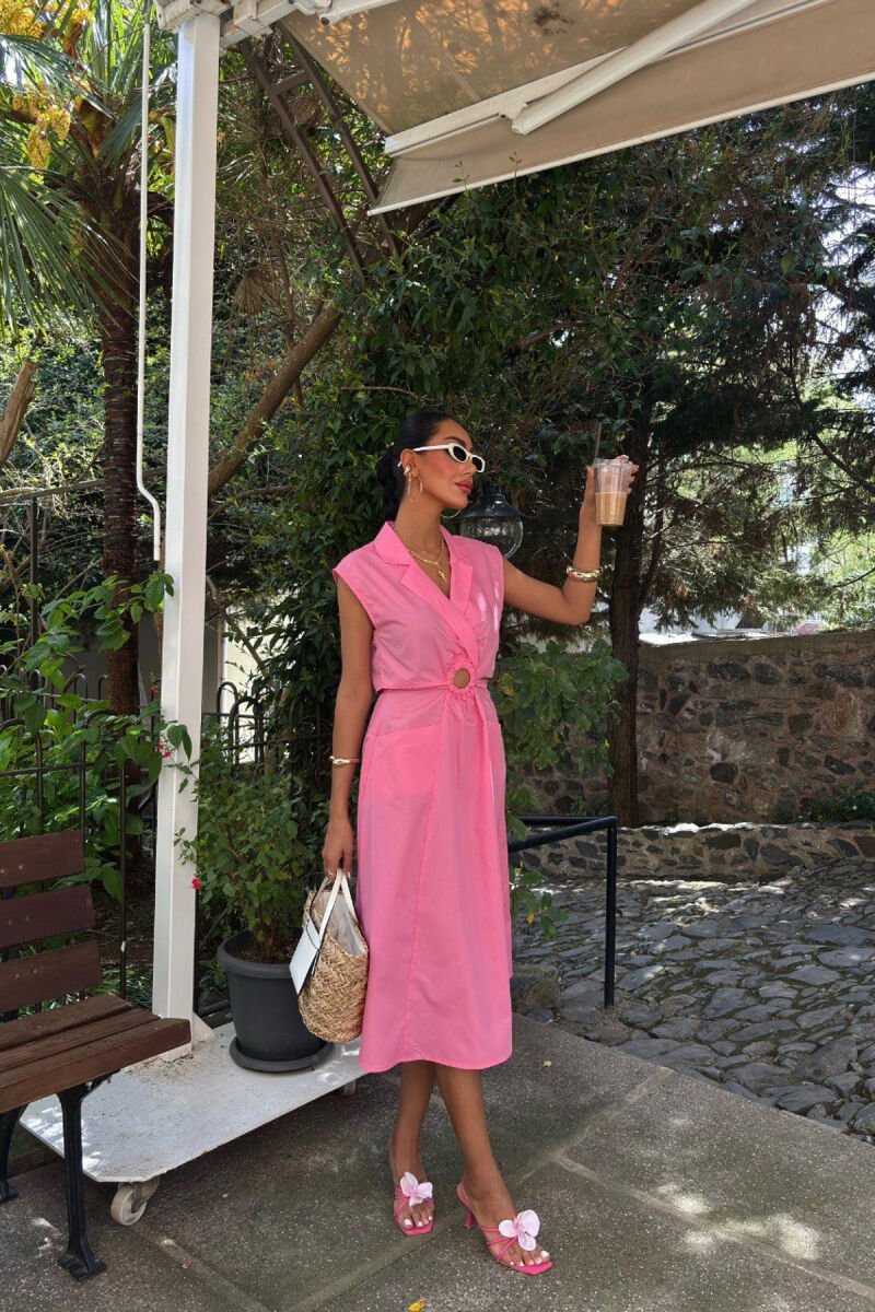 ONE COLOR SLEEVELESS WOMEN DRESS PINK/ROZE - 1