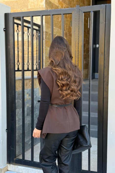 ONE COLOR CLASSIC WOMEN VEST BROWN/KAFE - 2