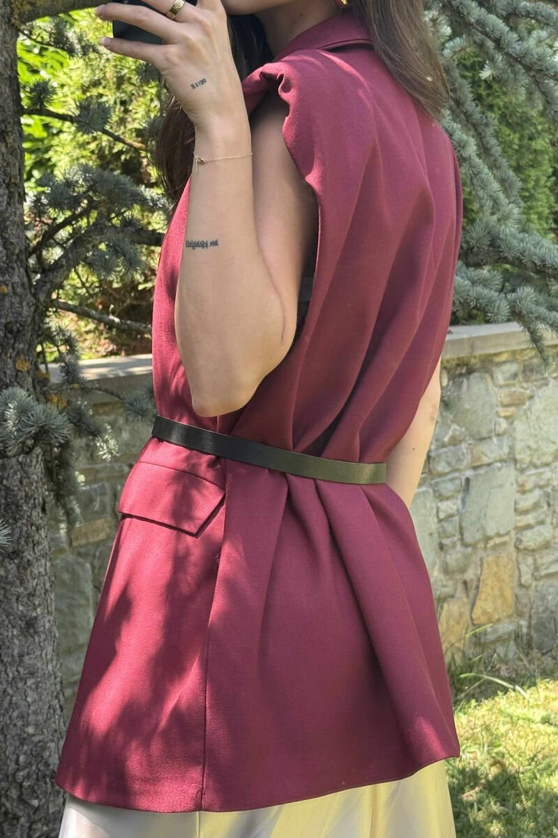 ONE COLOR SLEEVELESS WOMEN JACKET BURGUNDY/VISHNJE - 7