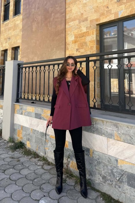 ONE COLOR CLASSIC WOMEN VEST BURGUNDY/VISHNJE 