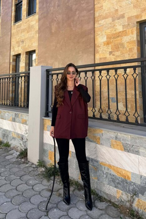 ONE COLOR CLASSIC WOMEN VEST DARK BURGUNDY/VISHNJE E ERRET 