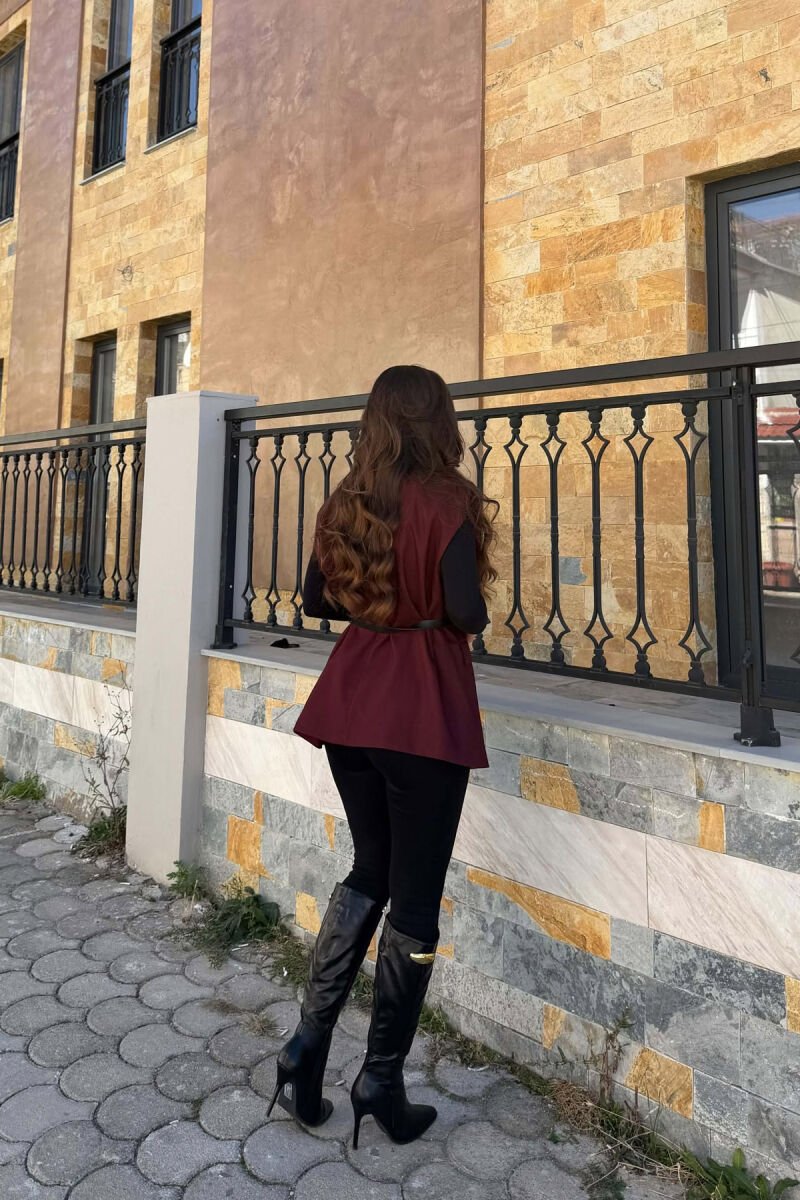ONE COLOR CLASSIC WOMEN VEST DARK BURGUNDY/VISHNJE E ERRET - 4