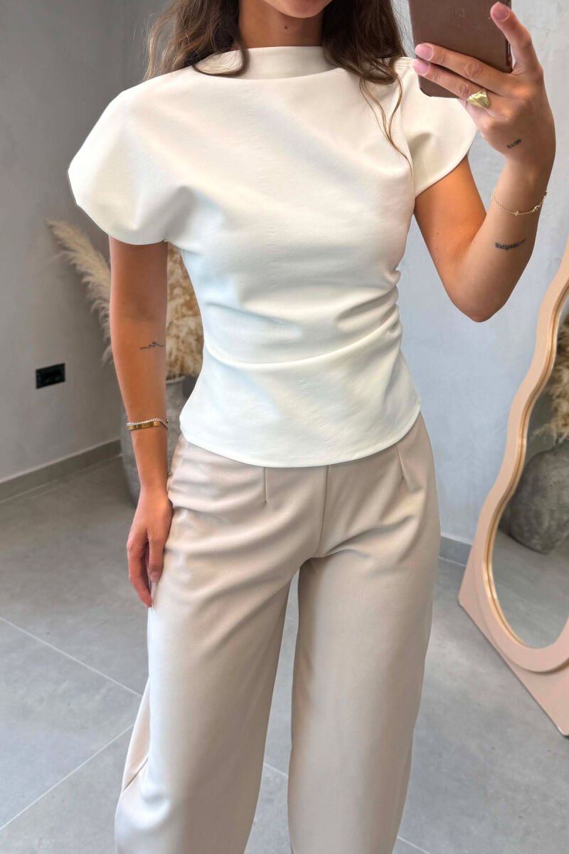 ONE COLOR SLEEVELESS WOMEN T-SHIRT WHITE-E BARDHE - 2