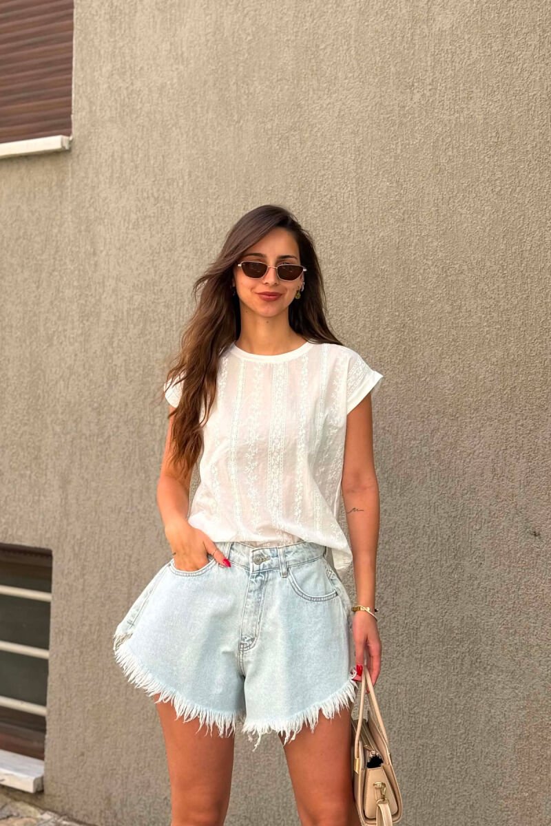 ONE COLOR SLEEVELESS WOMEN T-SHIRT WHITE-E BARDHE - 2