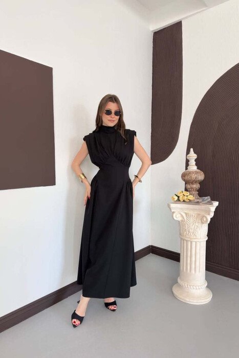 ONE COLOR SLEEVELESS WOMAN DRESS BLACK/ E ZEZE - KLAUDIO FASHION