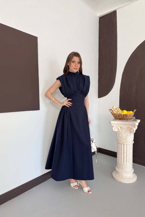 ONE COLOR SLEEVELESS WOMAN DRESS BLUE/BLU - 1