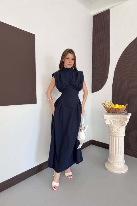 ONE COLOR SLEEVELESS WOMAN DRESS BLUE/BLU - 7