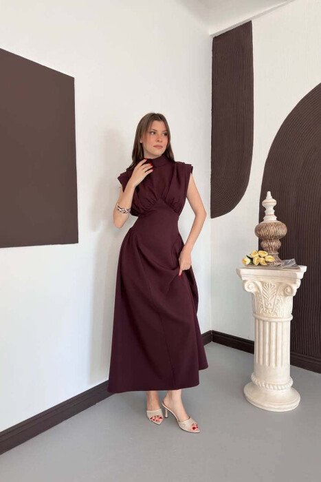 ONE COLOR SLEEVELESS WOMAN DRESS BURGUNDY/VISHNJE - 1