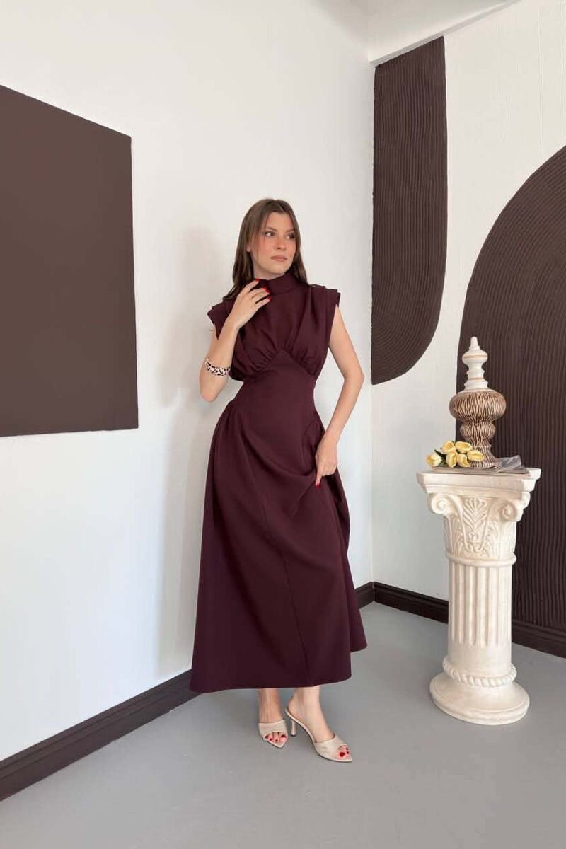 ONE COLOR SLEEVELESS WOMAN DRESS BURGUNDY/VISHNJE - 1