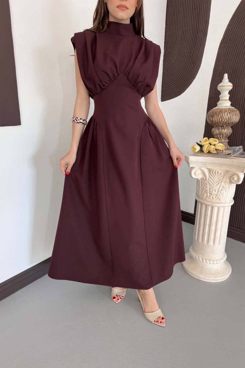 ONE COLOR SLEEVELESS WOMAN DRESS BURGUNDY/VISHNJE - 2