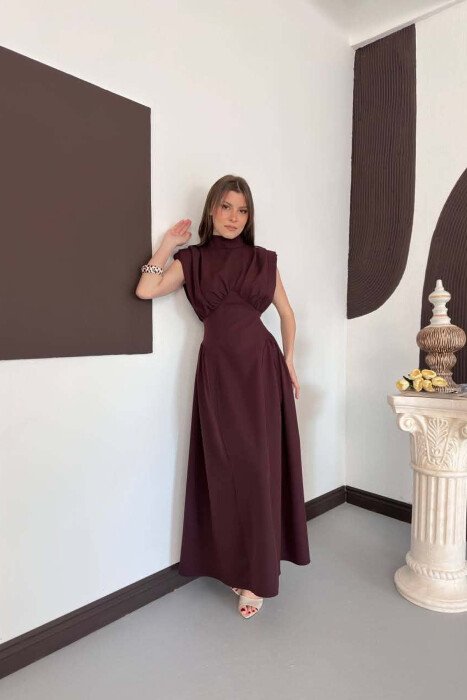 ONE COLOR SLEEVELESS WOMAN DRESS BURGUNDY/VISHNJE - 5