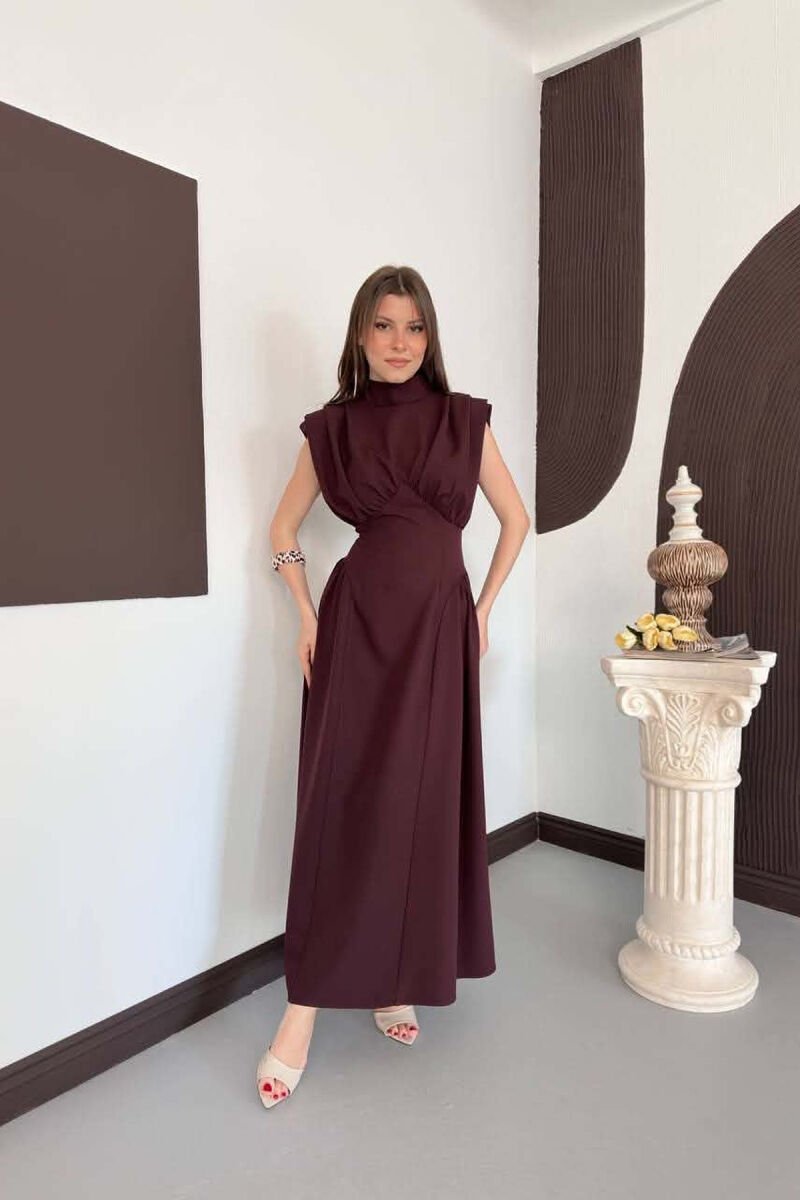 ONE COLOR SLEEVELESS WOMAN DRESS BURGUNDY/VISHNJE - 6