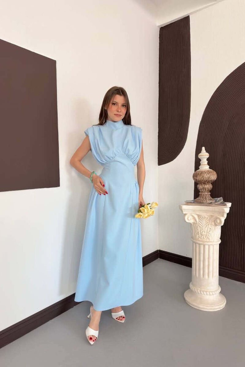 ONE COLOR SLEEVELESS WOMAN DRESS LIGHTBLUE/BZ - 2