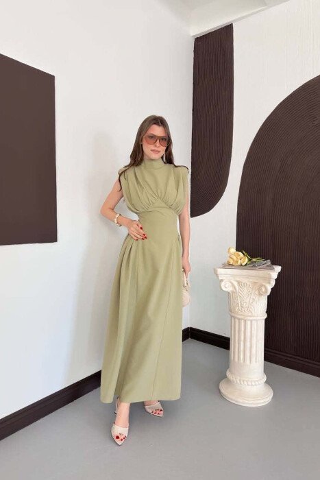 ONE COLOR SLEEVELESS WOMAN DRESS OLIVE/ULLI - 1