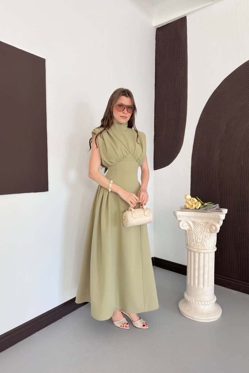 ONE COLOR SLEEVELESS WOMAN DRESS OLIVE/ULLI - 2