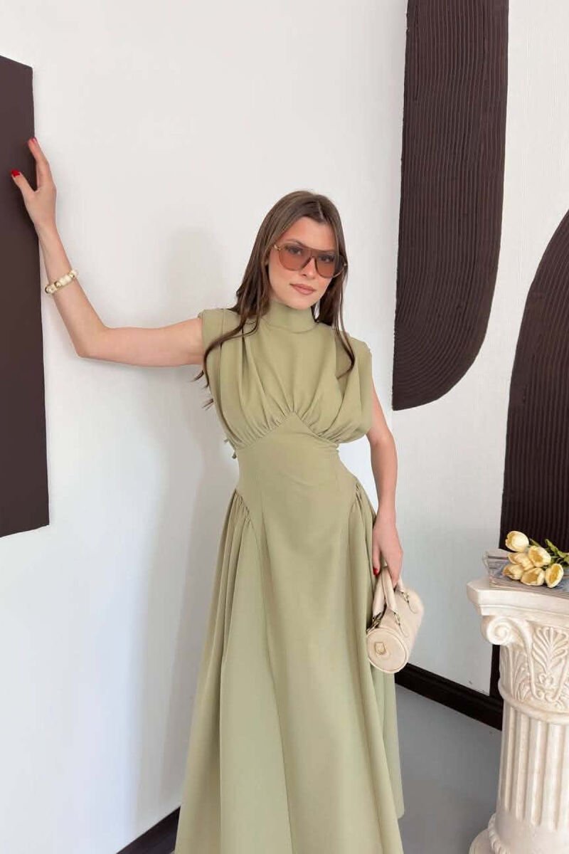 ONE COLOR SLEEVELESS WOMAN DRESS OLIVE/ULLI - 4