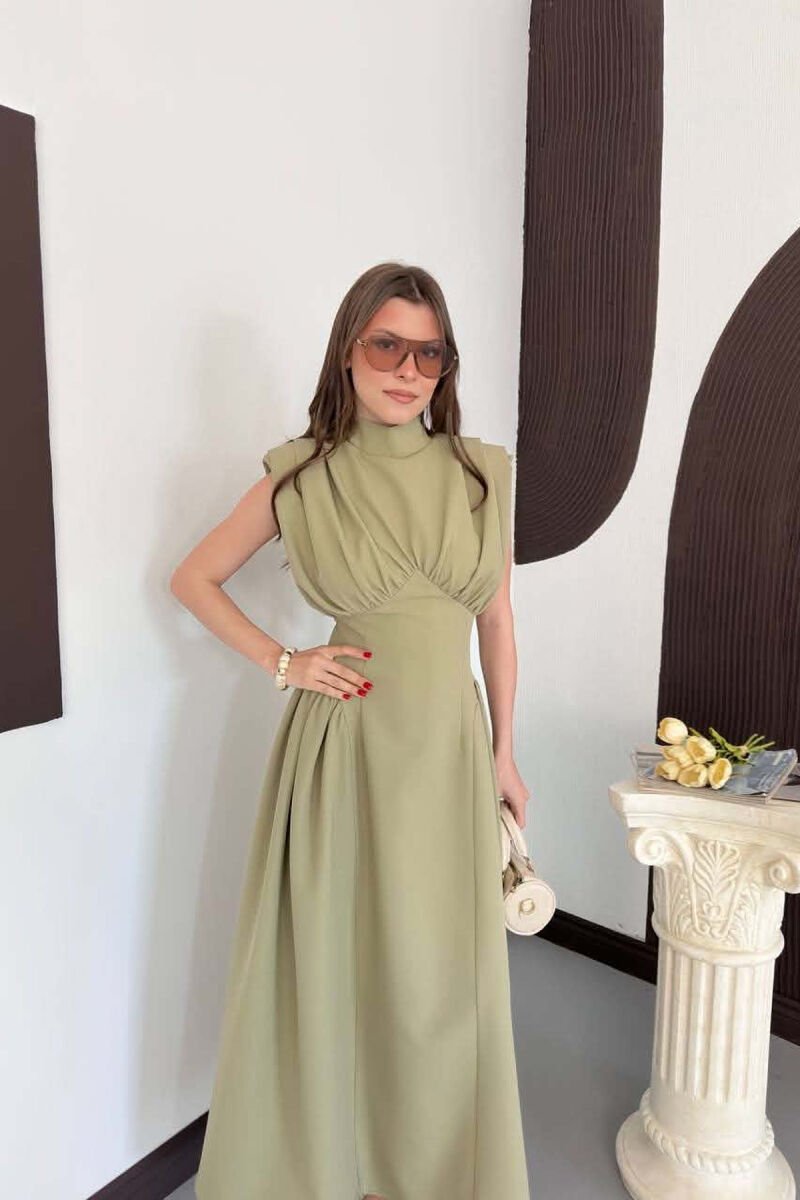 ONE COLOR SLEEVELESS WOMAN DRESS OLIVE/ULLI - 6