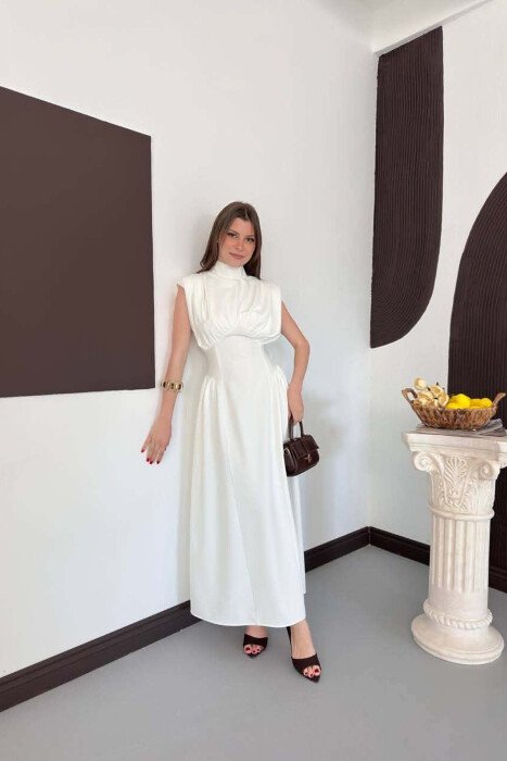 ONE COLOR SLEEVELESS WOMAN DRESS WHITE-E BARDHE - 6