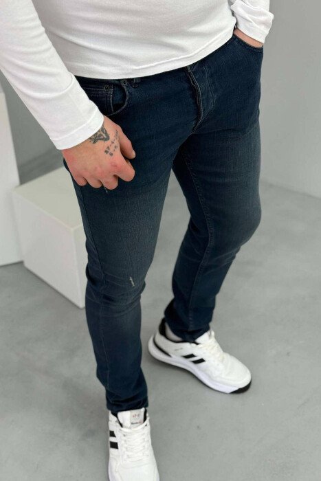 ONE COLOR SLIM FIT MEN JEANS DARK BLUE/BEE - 4