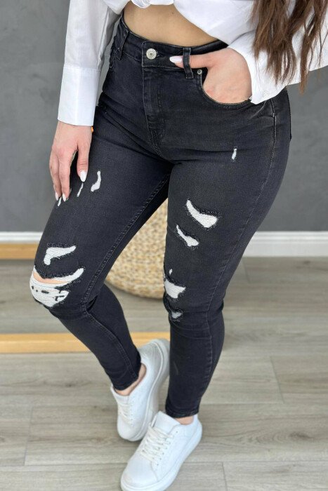 ONE COLOR SLIM FIT WOMAN JEANS BLACK/ E ZEZE - 2